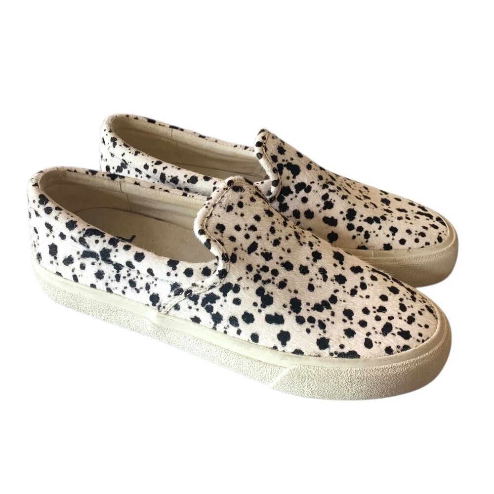 MADEWELL White + Black Slip-On Paint Splatter Calf Hair Women's Sneakers Size 8M - Picture 2 of 9